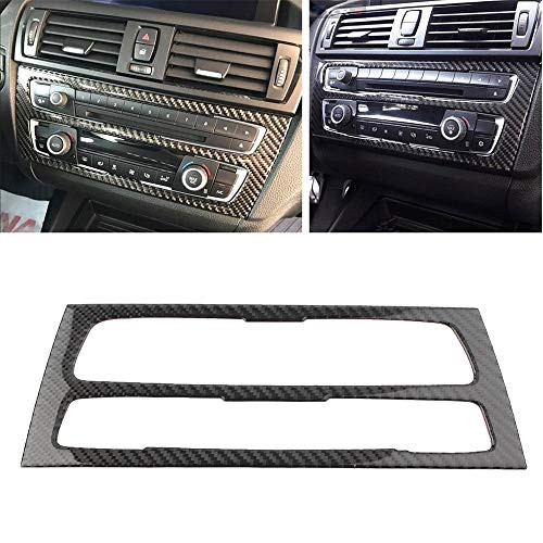 Three T Real Carbon Fiber Car Front Air Condition CD Center Console Panel Cover Molding Trim Interior Frame Decor Stickers Accessories Fit for BMW F20 F21 1 Series 2012 2013 2014 2015