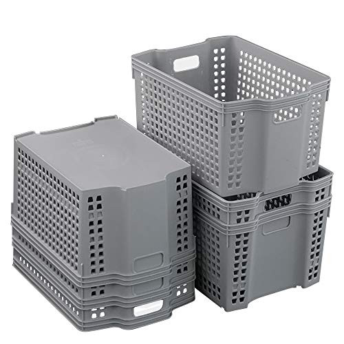 Joyeen Plastic Storage Organizer  Grey Woven Basket  Set of 6 Storage Baskets