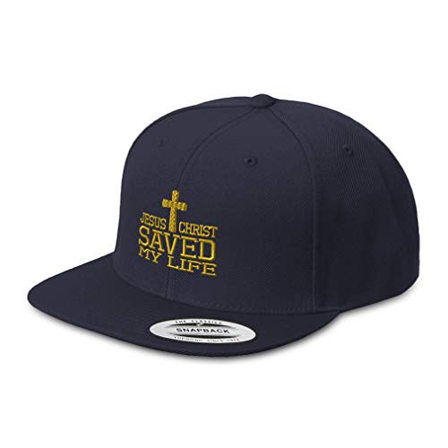 Snapback Hats for Men and Women Jesus Christ Saved My Life Embroidery Acrylic Flat Bill Baseball Cap Navy Snapback Hats for Men and Women Jesus Christ Saved My Life Embroidery Acrylic Flat Bill Baseball Cap Navy