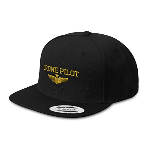 Snapback Hats for Men and Women Drone Pilot Gold Embroidery Acrylic Flat Bill Baseball Cap Black Snapback Hats for Men and Women Drone Pilot Gold Embroidery Acrylic Flat Bill Baseball Cap Black
