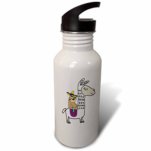 3dRose wb_273492_2 Funny Cute Sloth with Sombrero Riding White Llama Cartoon Straw Water Bottle 3dRose wb_273492_2 Funny Cute Sloth with Sombrero Riding White Llama Cartoon Straw Water Bottle