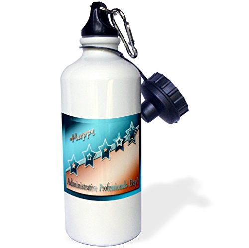 3dRose wb_12179_1 Administrative Professionals Day, Copper and Blue Sports Water Bottle, 21 oz, White