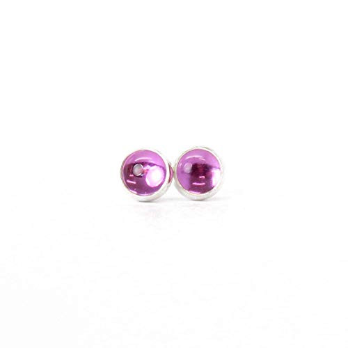 Pink Sapphire Stud Earrings  Simulated 4mm  Sterling Silver