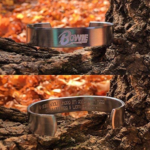 Engraved David Bowie inspired bracelet - I dont know where im going from here but i promise it wont be boring - silver bowie bracelet
