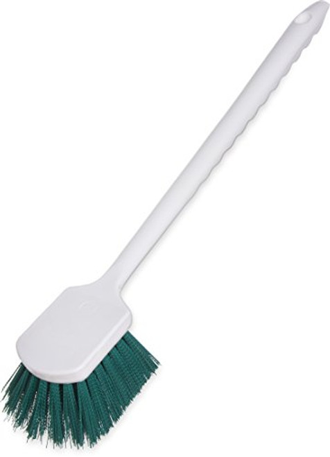 Carlisle 4050109 Sparta Plastic Handle Utility Scrub Brush  Polyester Bristles  20inch  Length x 3inch  Width  1.63inch  Bristle Trim  Green