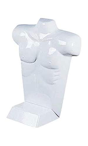 Economy Male White Plastic Countertop Mannequin - Fits Men_s Sizes S-L