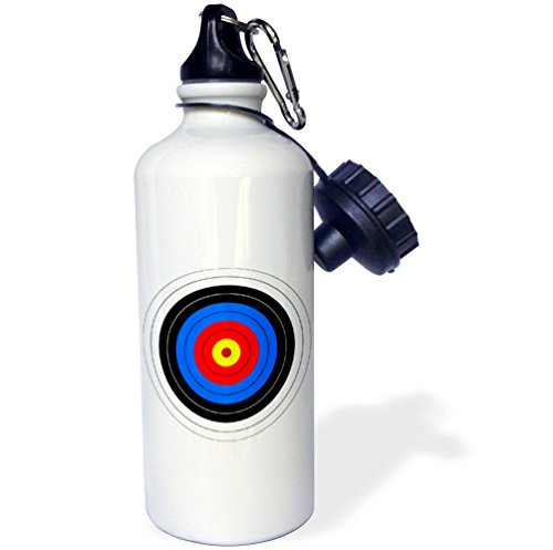 3dRose wb_157561_1" Target with red yellow black white and blue rings-archery, goal, sport, game, illustration Sports Water Bottle, 21 oz, White