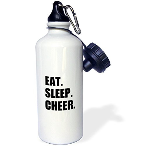 3dRose wb_180387_1 Eat Sleep Cheer - Passionate About Cheerleading - Fun Cheerleader Team Sports Water Bottle, 21Oz, Multicolored