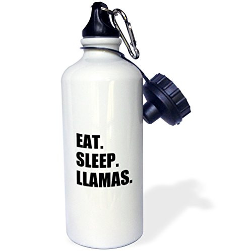 3dRose wb_180420_1 Eat Sleep Llamas - Funny Random Animal Love Text - Fun Humor Humorous Sports Water Bottle, 21Oz, Multicolored
