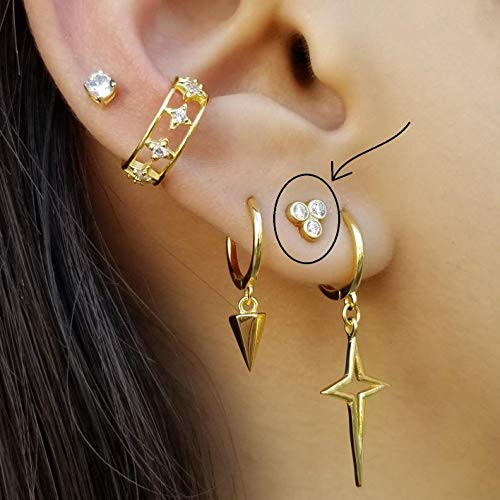 Triple Cubic Studs  Tiny Studs Earrings  Triple Dot Earrings  Minimalist Earrings  Small Cubic Earrings  Gold Stud Earrings  ROWAN EARRING