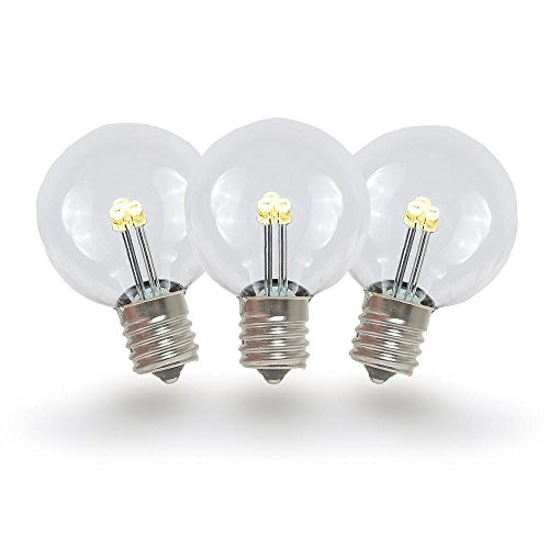 Novelty Lights 25 Pack G30 LED Outdoor Patio Party Christmas Globe Replacement Bulbs, Warm White, 3 LED's Per Bulb, Energy Efficient