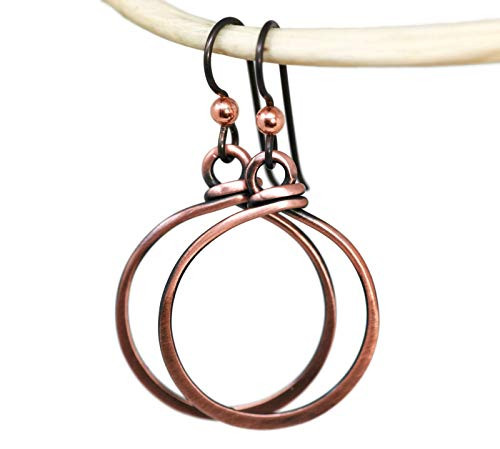 Antique Copper Hoop Earrings Three Diameters - Hypoallergenic Niobium