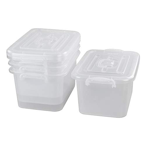 CadineUS 4-pack 8.5 Liter Clear Plastic Boxes For Storage Container Box ...