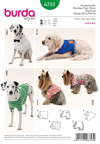 Burda Style Sewing Pattern 6753 - Dog Coat -S-M-L-