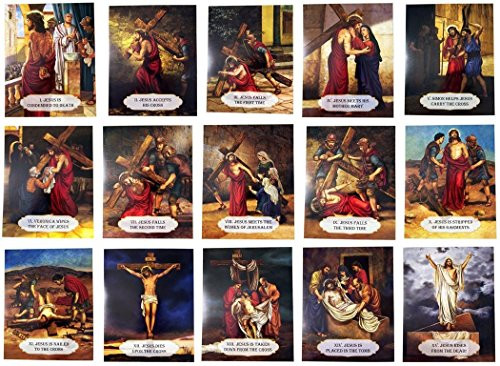 Religious Teaching Tool Stations of the Cross Cardstock Classroom Set of 15, 10 Inch