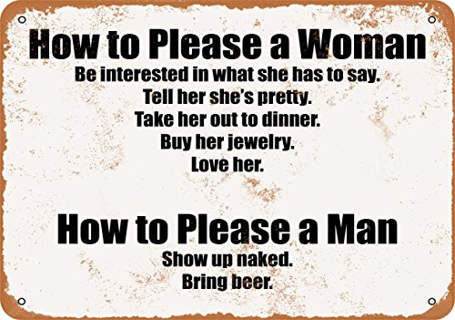 Wall-Color 9 x 12 Metal Sign - How to Please a Woman and a Man - Vintage Look