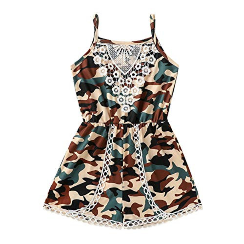 Shan-S Newborn Baby Girls Clothes Sleeveless Backless Floral Lace Ruffle Romper Jumpsuit Bodysuits