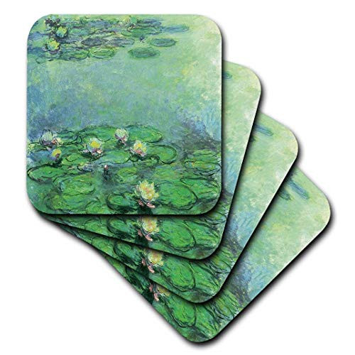3dRose CST_126641_3 Water Lilies No 2 by Claude Monet, 1914-1917 Ceramic Tile Coasters (Set of 4)
