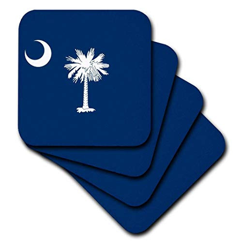 3dRose cst_158433_3 Flag of South Carolina Sc-Us American United State of America White Palmetto Indigo Blue-Ceramic Tile Coasters, Set of 4