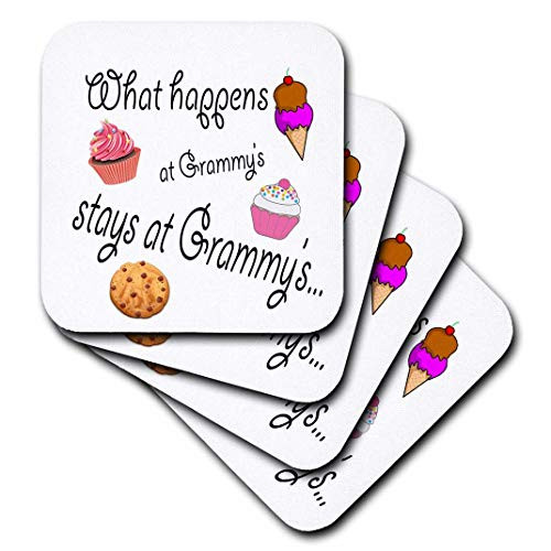 3dRose CST_113686_3 What Happens at Grammy's Stays at Grammy's Ceramic Tile Coasters, Set of 4