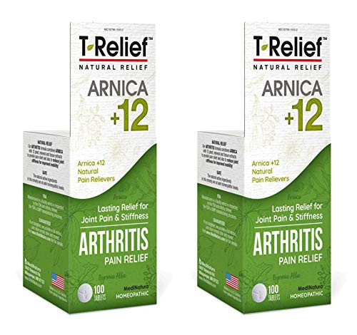MediNatura T-Relief Arthritis Pain Relief with Arnica  Plus 12 Active Pain Relievers- 100 Tablets -Pack of 2-