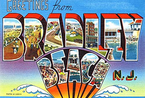 Greetings from Bradley Beach  New Jersey - 1930_s - Vintage Postcard Poster