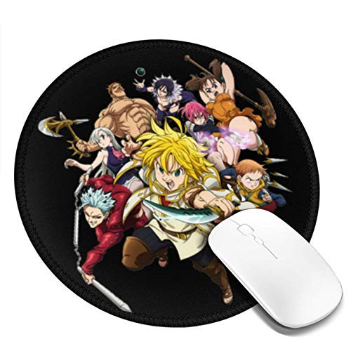 The S-Even De-adly Sins Printed Round Mouse pad  Office Desktop or Gaming Cloth Surface Natural Rubber Round Mouse Mat