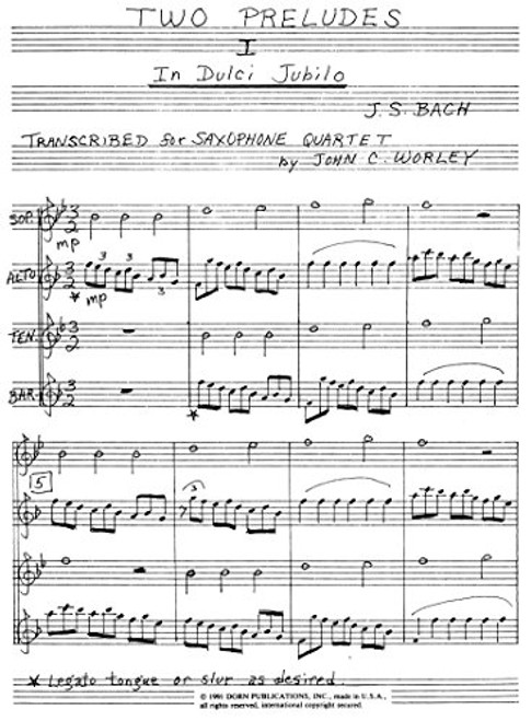 Two Organ Preludes for Saxophone Quartet by J.S. Bach