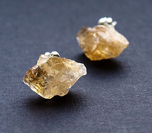 Raw Citrine Stud Earrings Raw Citrine Stud Earrings