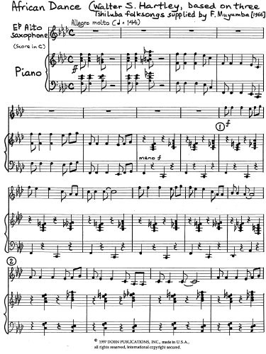 African Dance for Alto Saxophone and Piano by Walter S. Hartley
