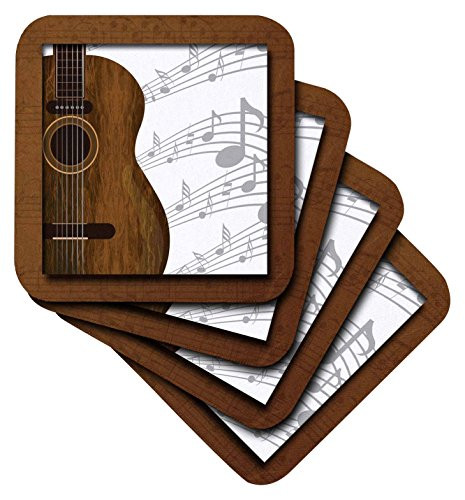 3dRose Guitar Music Concept - Ceramic Tile Coasters, Set of 4 (cst_149974_3)