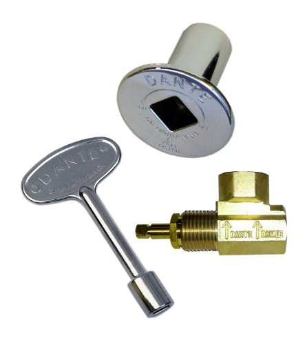 Dante Products Combo Pack with Angled 1/2-inch Gas Globe Valve, Chrome Floor Plate and 3-inch Key
