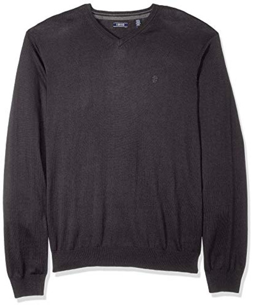 IZOD Men_s Premium Essentials Solid V-Neck 12 Gauge Sweater  ASPHALT  X-Large