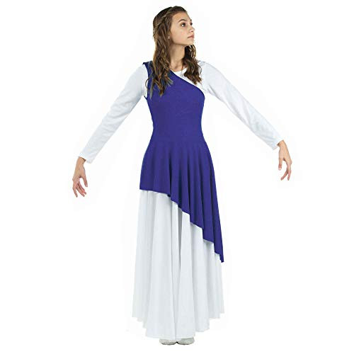Danzcue Women_s Asymmetrical Praise Dance Tunic  Deep Purple  S-M-Adult