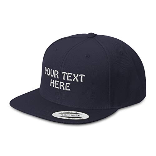 Snapback Hats for Men  and  Women Custom Personalized Text Acrylic Flat Bill Baseball Cap Snapback Navy One Size