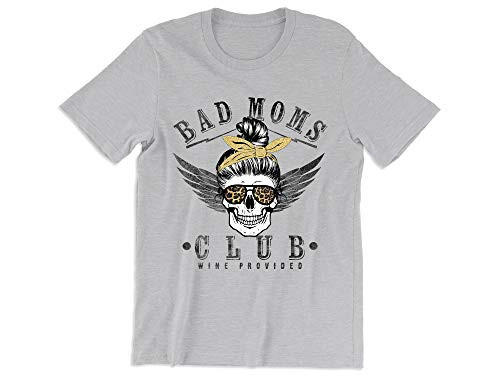 Bad Moms Club Wine Provided Skull Shirt Leopard Tee Retro Shirt New Mom Gift Mom Tees Funny Mom Shirts Gift for New Mom Gift Funny Mom Gift