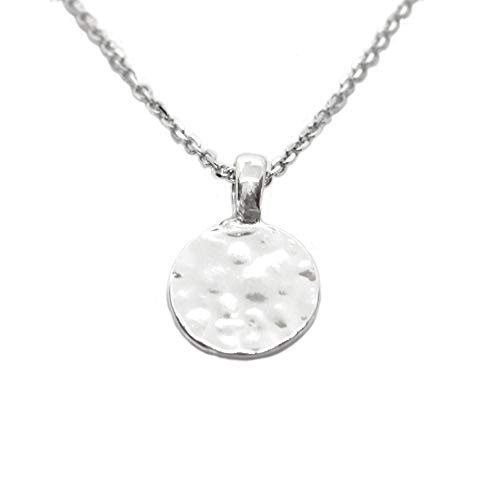 Sterling Silver Hammered Circle Pendant Necklace 18inch  -small size-