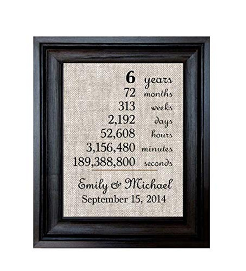 6 Year Anniversary Gift for Wife - 6th Anniversary Gift for Her - Wife of 6 Years - Months Days Years Hours