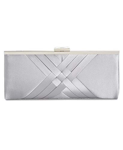 INC INTERNATIONAL CONCEPTS Kelsie Silver Satin Clutch I.N.C. EVENING BAG