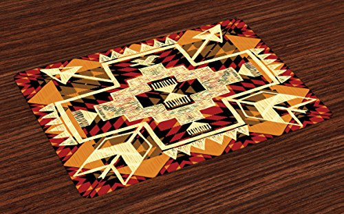 Ambesonne Arrow Place Mats Set of 4, Native American Inspired Retro Aztec Pattern Mod Graphic Design Boho Artwork, Washable Fabric Placemats for Dining Room Kitchen Table Decor, Red Orange Yellow Ambesonne Arrow Place Mats Set of 4, Native American Inspired Retro Aztec Pattern Mod Graphic Design Boho Artwork, Washable Fabric Placemats for Dining Room Kitchen Table Decor, Red Orange Yellow