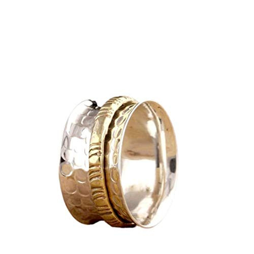 925 Sterling Silver Spinner Ring  Mix Metals Ring  Handmade Ring  Spinner Rings For Women  Two Tone Ring  Fidget Spinner Ring  Anxiety Rings For Women  Meditation Wide Band Ring  party Wear Ring