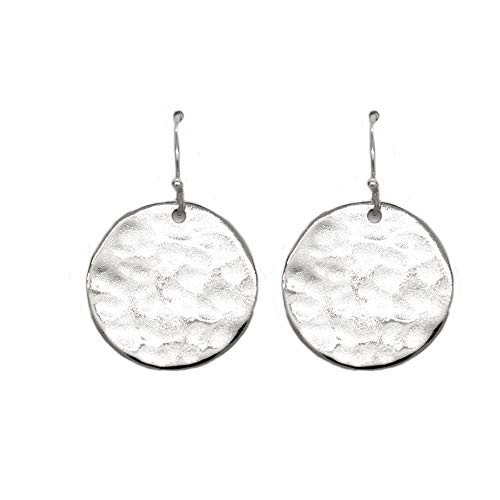 Sterling Silver Lightweight Hammered Disc Earrings -medium size-