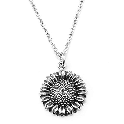 Sterling Silver Sunflower Pendant Necklace  18inch