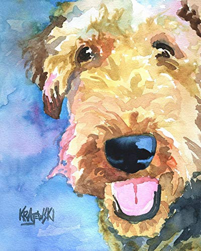 Airedale Terrier Art Print - Airedale Terrier Gifts - From Original Watercolor Painting by Ron Krajewski - Hand Signed in 8x10  and 11x14  Sizes