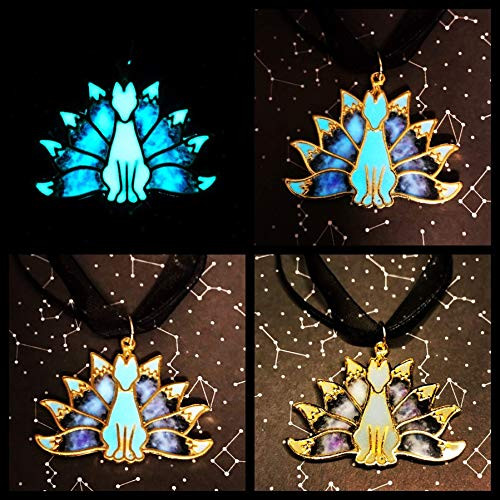 Limited Edition Ninetales Glow In The Dark Pendant With Glowing Galaxy Tails