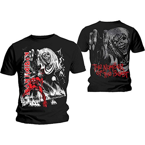 Iron Maiden T Shirt Number Of The Beast Jumbo Band Logo Official Mens Black Size XL