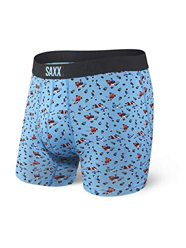 Saxx Underwear Men_s Boxer Briefs- Ultra Boxer Briefs with Fly and Built-in Ballpark Pouch Support  Underwear for Men Blue Action Shot  Medium