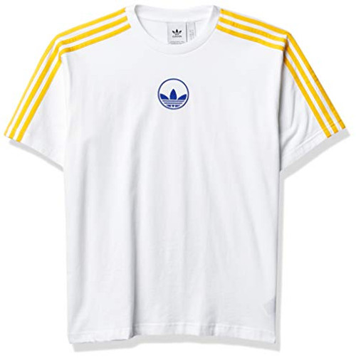 adidas Originals mens 3-Stripes Circle Trefoil Tee White Medium adidas Originals mens 3-Stripes Circle Trefoil Tee White Medium