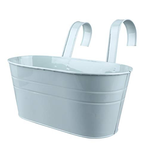 Yarnow Hanging Flower Pots  Metal Bucket Planters Pot with with Detachable Hook Hook Balcony Garden Plant Planter for Railing  Fence  Window  Patio  Garden -Sky-Blue-