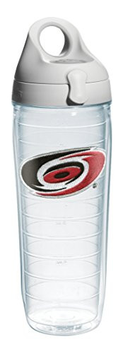 Tervis 1066934 "NHL Carolina Hurricanes" Water Bottle with Grey Lid, Emblem, 24 oz, Clear